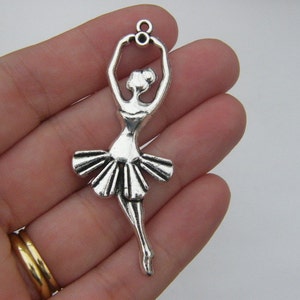 2 Ballerina pendants antique silver tone FB41 image 1