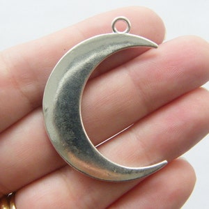 4 Moon pendants antique silver tone M29 image 1