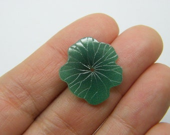 4 Water lily leaf pad bead green acrylic L124