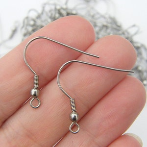 Silver Plated Surgical Steel Earring Hooks, 100 Pieces