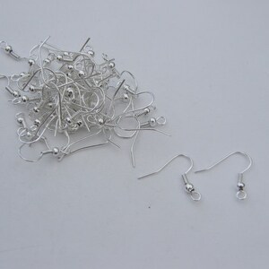 BULK 200 Earring hooks 18mm with ball and wire silver plated tone image 3