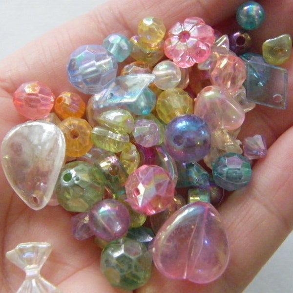200 Assorted mixed beads AB transparent acrylic BB707