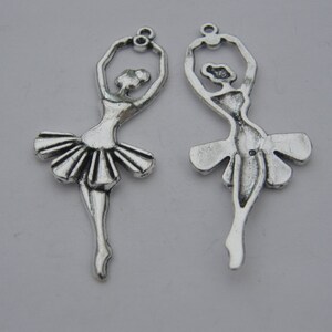 2 Ballerina pendants antique silver tone FB41 image 3