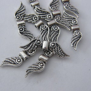 12 Angel wing spacer beads antique silver tone AW41 image 4