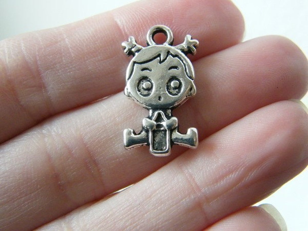 6 Baby Girl Charms Antique Silver Tone P566 Etsy