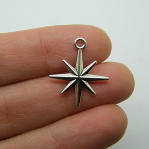 BULK 50 Star charms antique silver tone S49