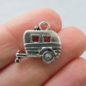 10 Caravan trailer charms antique silver tone TT23