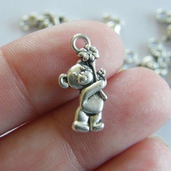 12 Bear charms antique silver tone A183