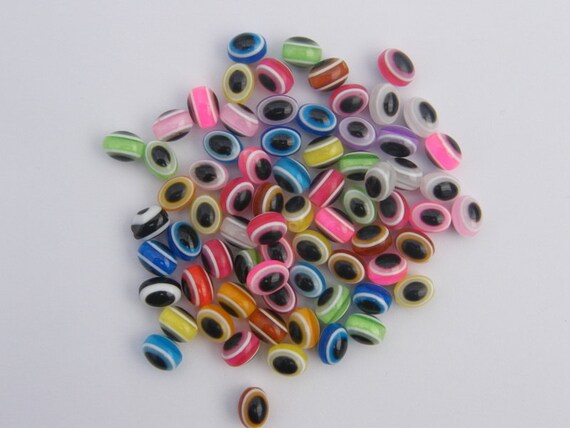 BULK 300 Evil eye resin beads mixed colours B165