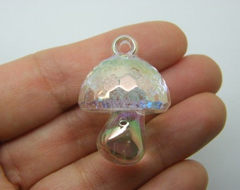 2 Mushroom pendants clear bubble acrylic L 006A