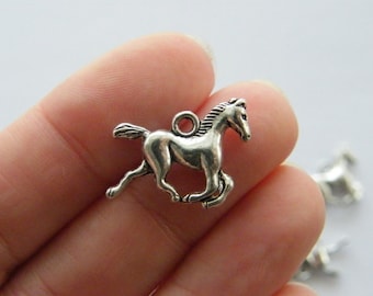 BULK 50 Horse charms antique silver tone A589