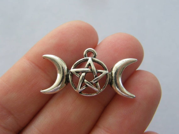 14 Moon charms antique silver tone M4