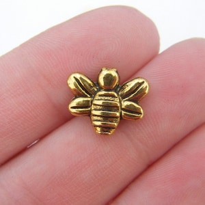 10  Bee spacer beads antique gold tone A565