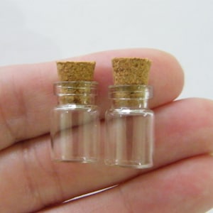 10 Mini glass bottles with corks 22 x 10mm GB82