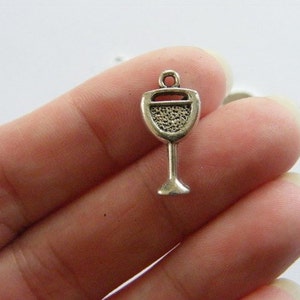 BULK 50 Wine glass charms antique silver tone FD1  - SALE 50% OFF