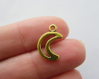 16 Moon charms antique gold tone M120