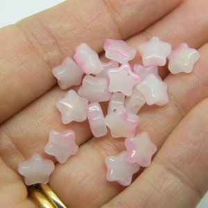 30 Star beads pink glitter powder glass AB236 image 2