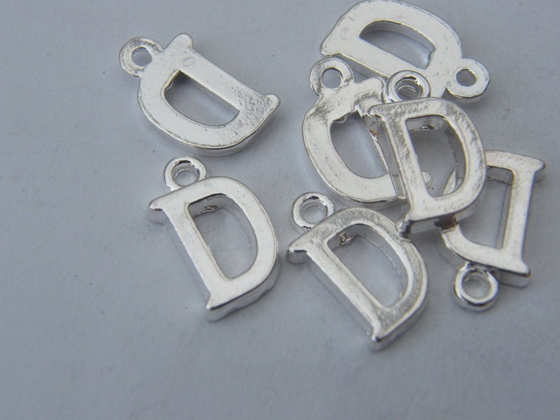 8 Letter D alphabet charms silver plated image 4