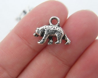 8 Bear charms antique silver tone A186