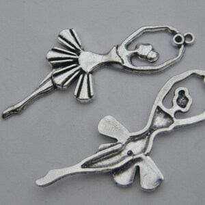 2 Ballerina pendants antique silver tone FB41 image 5