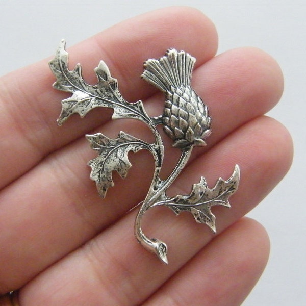 BULK 10 Thistle embellishment  antique silver tone F106