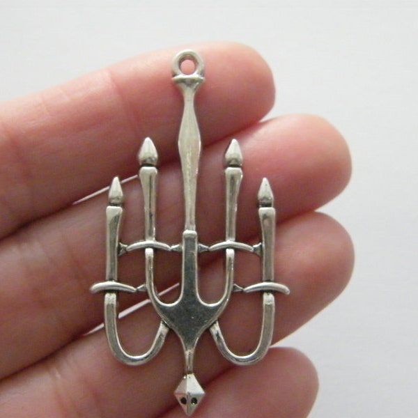 6 Candelabra chandelier pendants antique silver tone P534