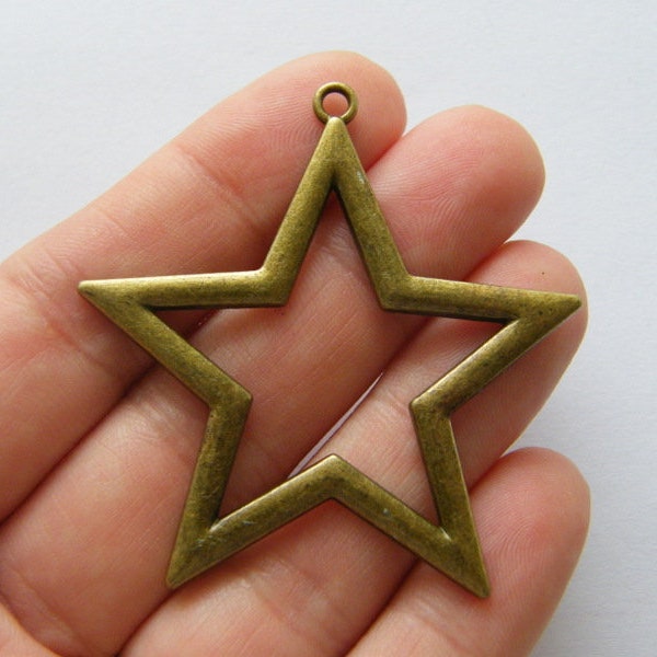 4 Star pendants antique bronze tone S51