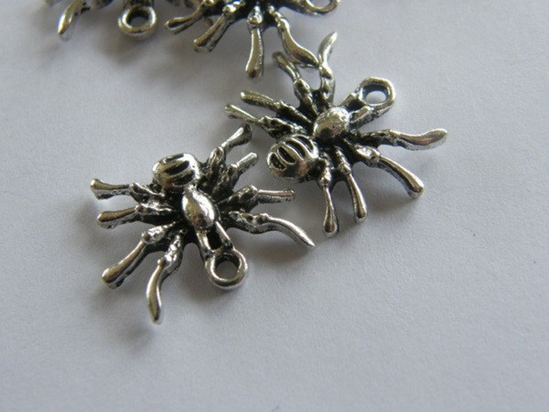 10 Spider charms antique silver tone HC123 image 5