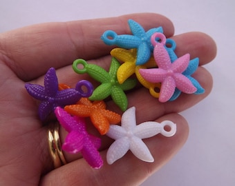 50 Starfish charms random mixed acrylic FF458