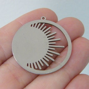 1 Sun pendant silver tone stainless steel S296