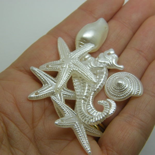 30 Sea themed imitation pearl acrylic charms FF - SALE 50% OFF