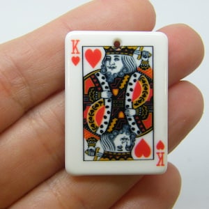 2 ciondoli per carte da gioco Re di cuori in acrilico bianco P419