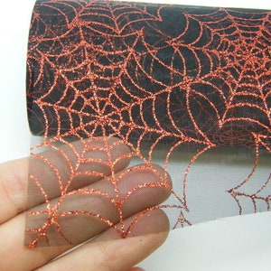 1 Roll spiderweb cobweb red glitter black netting fabric