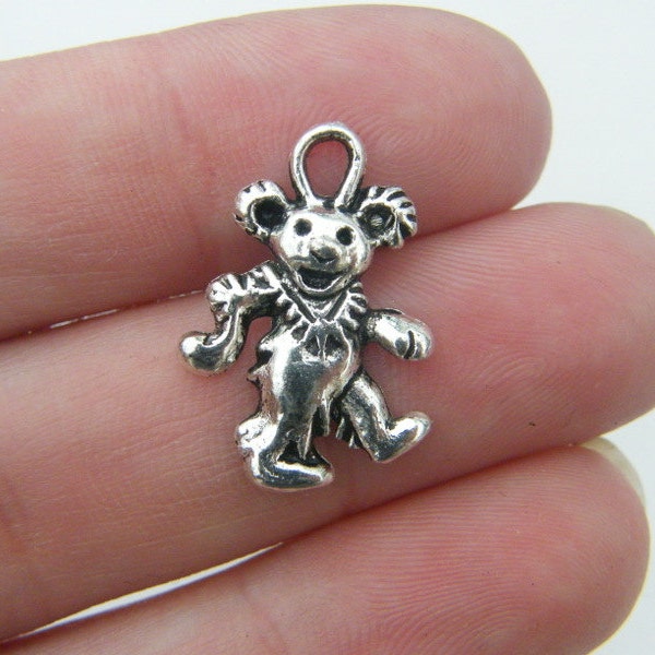 10 Bear charms antique silver tone A208