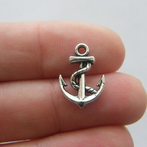 10 Anchor charms antique silver tone FF659 image 1