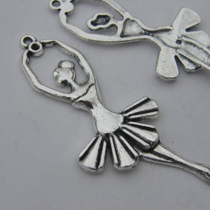 2 Ballerina pendants antique silver tone FB41 image 4