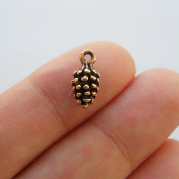 12 Pine cone charms antique copper tone L139