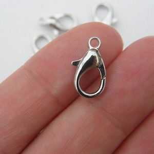 BULK 50 Lobster clasps 14mm silver tone LC4