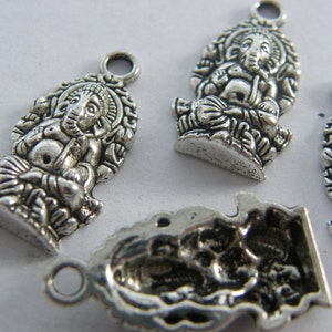 6 Elephant Ganesha pendants antique silver tone R35 image 4