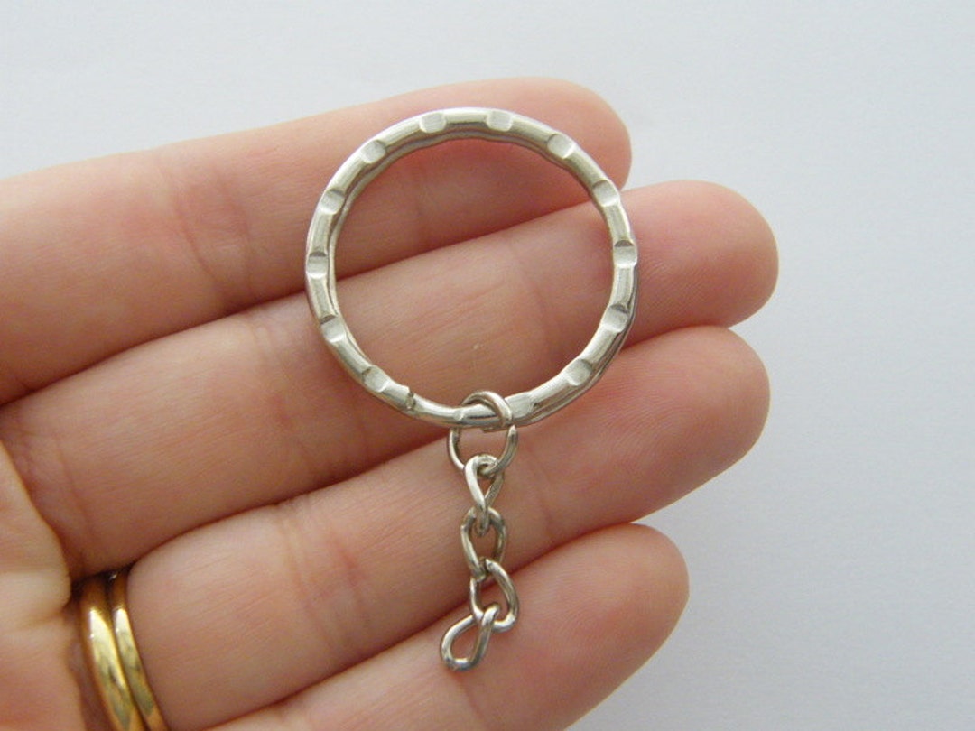 4 Key Rings Pattern 30mm With 25mm Chain Silver Tone FS379 - Etsy