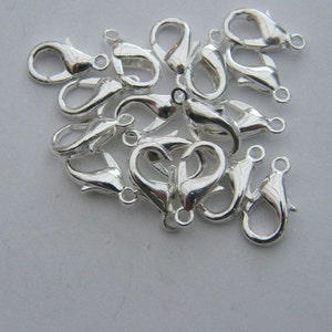 BULK 100 Lobster clasps 12mm silver plated LC1 image 5