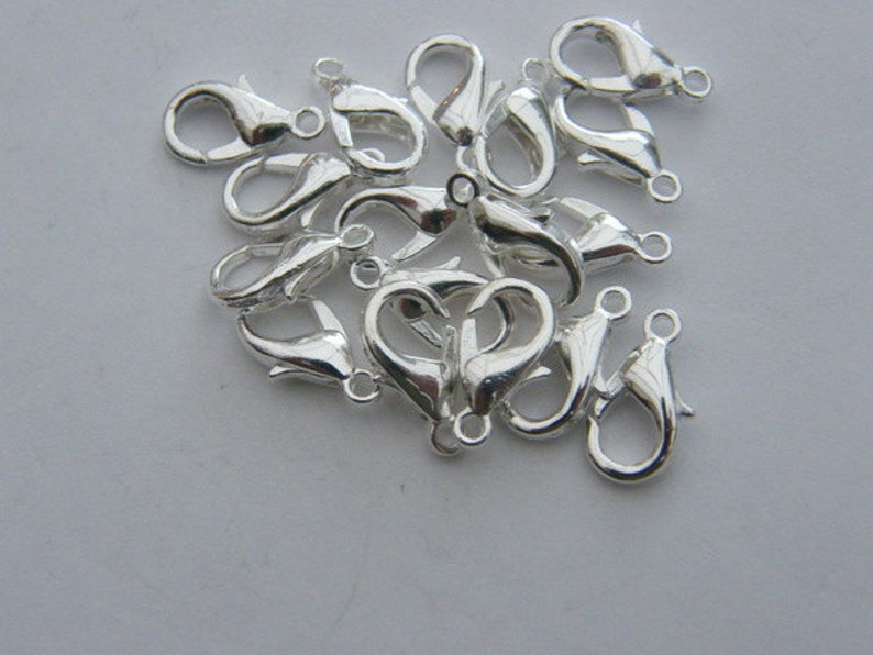 12 Lobster clasps 12mm silver plated LC1 image 5