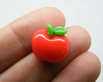 12 Apple fruit embellishment cabochons resin FD664