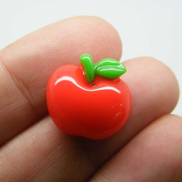 12 Apple fruit embellishment cabochons resin FD664