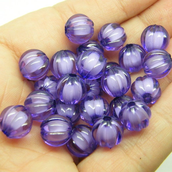 50 Pumpkin beads  lavender purple 10mm acrylic HB5 - SALE 50% OFF