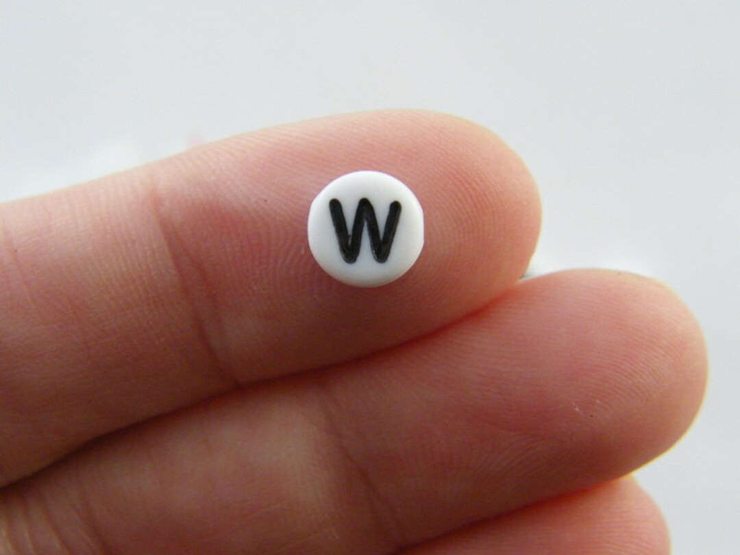 100 Letter W Acrylic Round Alphabet Beads White and Black - Etsy