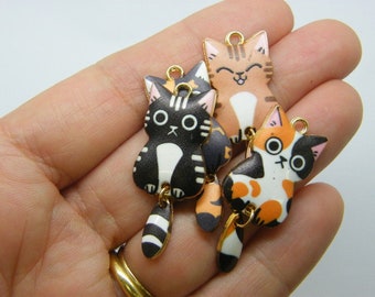 4 Cats charms gold and random mixed tone A85