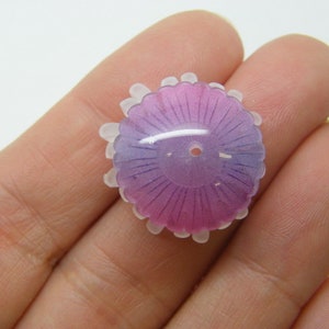 1 Jellyfish bead purple white acrylic FF507
