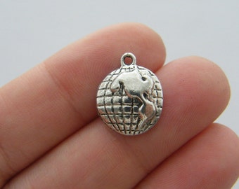 10 Globe charms antique silver tone WT4