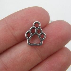 BULK 50 Paw print charms antique silver tone A479 - SALE 50% OFF